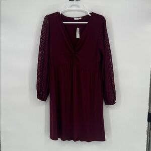 Maurices Deep Burgundy Long Sleeve Dress NWT Size Large